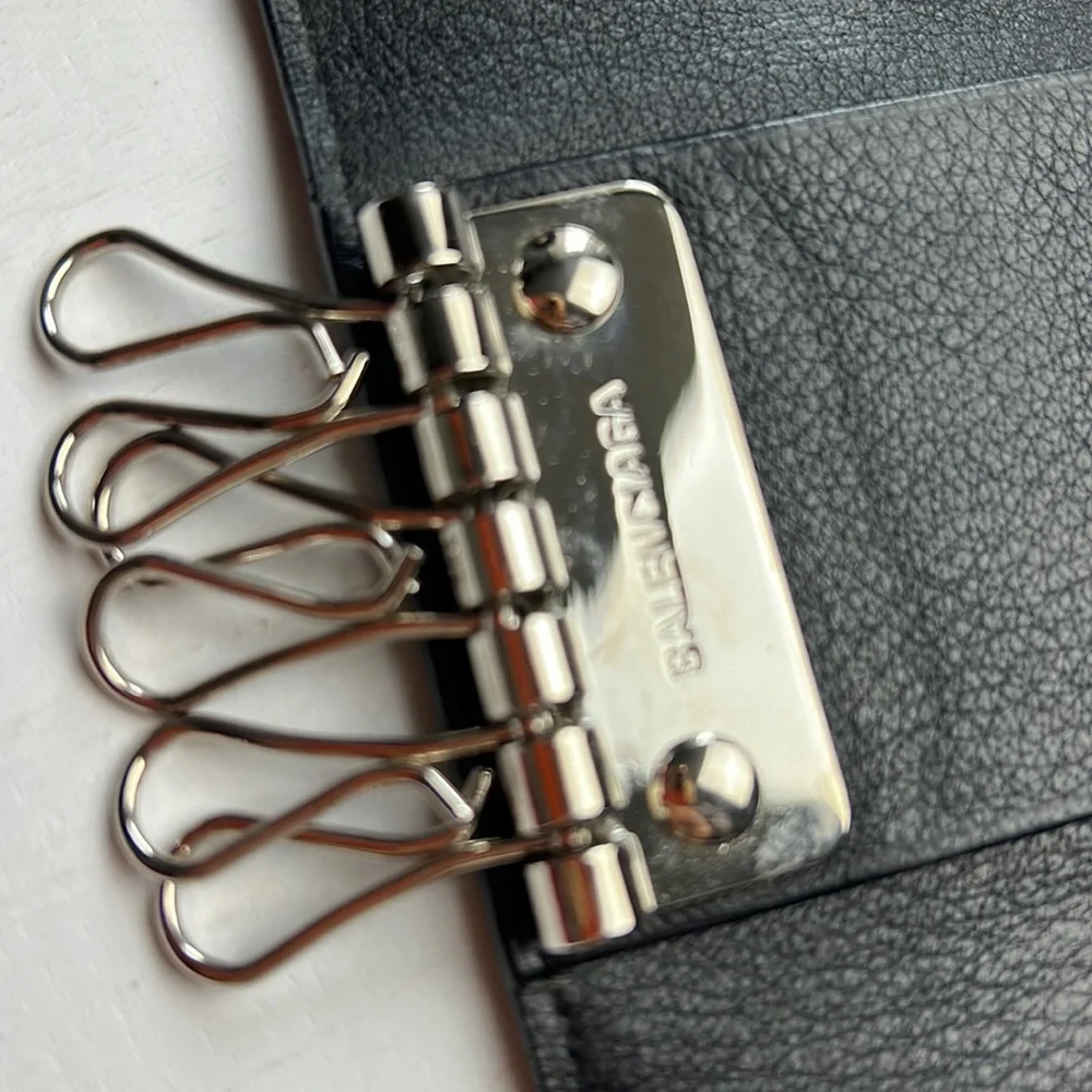 BALENCIAGA Papier Mini Leather Key Ring Case Auth.Black w.box, ribbon unisex